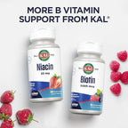 KAL Vitamin B-6 B-12 Folic Acid Supplement, B Vitamins for Healthy Energy, Heart & Red Blood Cell Support, w/Vitamin B12 Methylcobalamin and Folate, Natural Cherry, Gluten Free, 60 Serv, 60 Lozenges