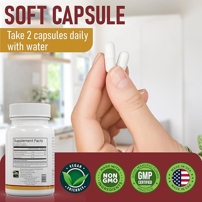 Shrink Spermidine Supplements Skin & Anti-Aging Support – 120 Vegan Caps 100% Natural Polyamine for Men and Women, Overall Wellness – Non-GMO, USA Made – with High Spermidine, Zinc & Thiamin