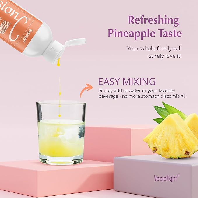 PassionC Liquid Liposomal Vitamin C 1000mg - Improved Formula with Lipid-Protect - True Encapsulation and Micronized for Superior Absorption, Great Pineapple Taste, Non GMO - 30 Servings
