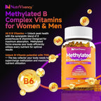 Methylated Vitamin B Complex Gummies, All B Complex Vitamins for Women Men, with Omega-3, Ashwagandha, Magnesium, Vitamin C, CoQ10, TMG for Energy Support, B1, B2, B3, B5, B6, B7, Sugar Free, 60 Count