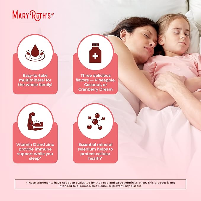 MaryRuth's Liquid Nighttime Multimineral | No Melatonin | Bedtime Routine | Magnesium Citrate | Calcium | Zinc | Vitamin D3| Available in 4 Flavor - Vegan | Sugar Free | Gluten Free | 32 Oz