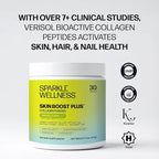 Sparkle Wellness VERISOL Bioactive Hydrolyzed Collagen Peptides | Collagen Powder Supplement with Vitamin C & Hyaluronic Acid for Hair, Skin, and Nail Health | Skin Boost Plus (Tropical) [30-Serves]
