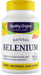 Healthy Origins Selenium 200 mcg, 180 Capsules - SelenoExcell High Bioavailability Organically Bound Fermented Selenium - Supports Immune System Function, Thyroid Health & Healthy Cellular Support