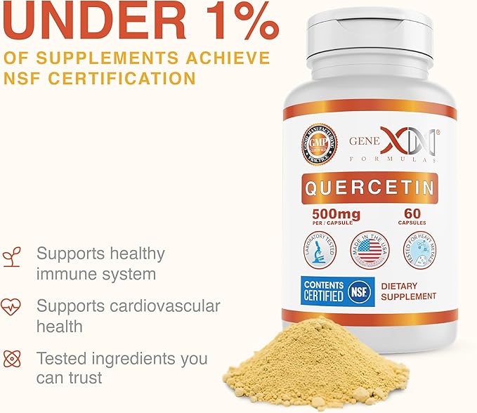 Genex Formulas Quercetin 500mg -60 Capsules for 60 Day Supply - Supplement for Immune Support, Antioxidant and Allergy Protection, Non-GMO, Gluten-Free