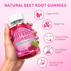 Beet Root Gummies for Women & Men, Beetroot Supplement Beet Chews with Vitamins Grape Seed for Antioxidant Supoort & Immune Health, Sugar-Free/Vegan/Organic,Raspberry Flavor 60 Count