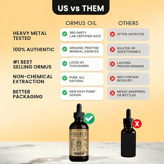 ORMUS Gold Oil PINEAL Gland - Liquid Gold Organic, Enhance Cellular Health, Increased Energy & Vital Force, Cleanse Your pineal Gland | 4oz