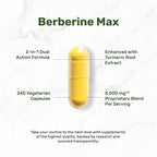 DEAL SUPPLEMENT Berberine Max Supplement with Turmeric, 5000 mg** Per Serving, 240 Vegetarian Capsules | Berberine HCl with Turmeric Root Extract | Non-GMO