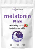 Micro Ingredients Melatonin 10mg, 400 Tablets | Natural Strawberry Flavor | Fast Dissolve | No Drug | Vegetarian Friendly | Non-GMO, No Gluten, Sugar Free