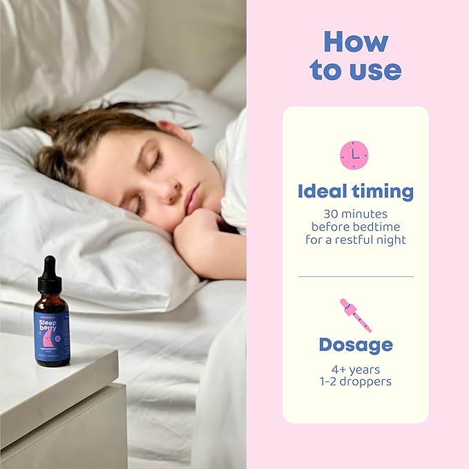 JoySpring SleepBerry - Kids Melatonin Liquid - 3MG Melatonin with D3 and Elderberry - Sugar-Free Liquid for Kids & Teens – Gentle Natural Sleep Support Formula (4 fl oz) (Pack of 2)