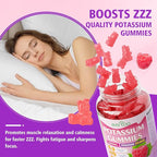 Potassium Gummies for Adults with 1200mg Potassium Chloride - Supports Muscle Health & Leg Cramps, Raspberry Flavor, 60 Count