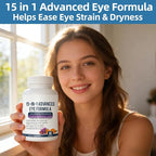 15 in 1 Advanced Eye Formula - Eye Vitamin and Mineral Supplement with Lutein, Zeaxanthin, Zinc & Bilberry Extract - Vision & Focus Support, 60 Capsules