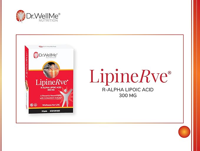 Dr.WellMe Lipinerve R Alpha Lipoic Acid 300mg Capsules Per Serving - an Antioxidant Supplement, Kosher | Halal 30 Count - Made in USA