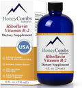 HoneyCombs Riboflavin Vitamin B2 Liquid Drops 750 Percent DV, b2 Made in USA Alcohol Free B2 Vitamins Supplement, Alternative to Capsules for Adult Daily Use (8 Fl oz)