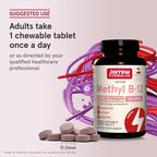 Jarrow Formulas® Methyl B-12 Tablets, 500 mg, Dietary Supplement for Cellular Energy Production and Brain Health Support, 100 Cherry Flavor Chewable Tablets, 100 Day Supply