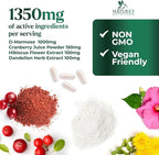 D-Mannose 1000mg Per Serving - Cranberry & Hibiscus - Effective Fast-Acting, Flush The Impurities for Bladder, Urinary Tract Health Support Supplement, for Women and Men, USA Bottled - 60 Capsules