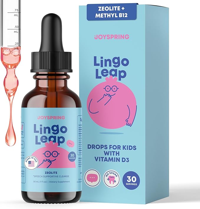 JoySpring LingoLeap – Liquid Kids Formula with Zeolite Clinoptilolite, Methylated B12 & Vitamin D3 | Gentle Daily Support for Kids’ Wellness | Ages 3+ | (1fl oz) 30 Servings