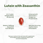 Lutein and Zeaxanthin Supplements, 40mg Per Serving, 300 Softgels – Plus Astaxanthin, Omega-3s, & Phospholipids – Non-GMO