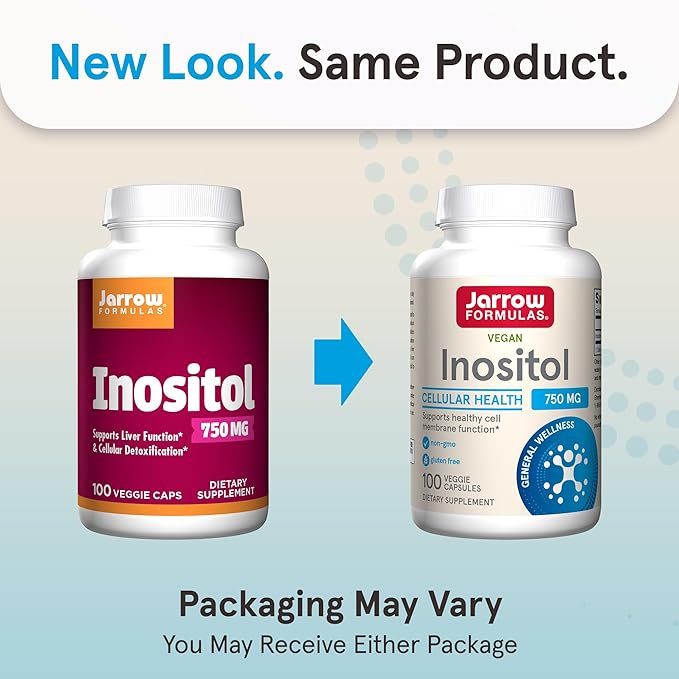 Jarrow Formulas® Inositol 750 mg,Dietary Supplement,Liver Support for Cellular Health and General Wellness,100 Veggie Capsules,Up to a 100 Day Supply,(Pack of 2)