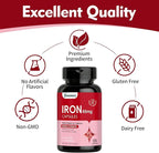 Iron Supplement - Iron 65mg High Absorption Iron Bisglycinate with Vitamin C, Calcium, Gentle Iron Pills for Women Men - Non GMO & Gluten Free, Stomach Friendly, 120 Capsules