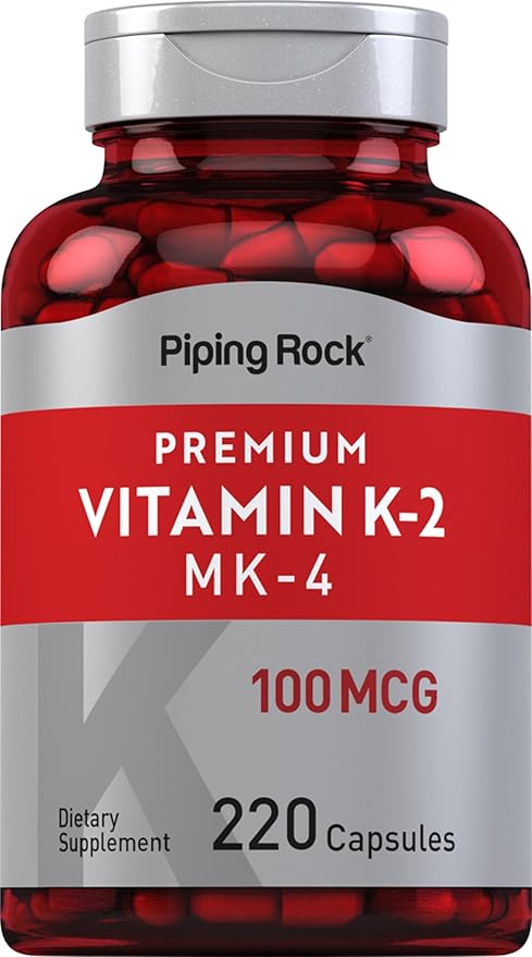 Piping Rock Vitamin K2 MK4 Supplement | 100 mcg | 220 Capsules | Non GMO & Gluten Free