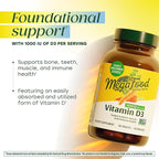 MegaFood Vitamin D3 1000 IU (25 mcg) - Vitamin D Supplements with Real Food, Immune Support, Supports Bones, Teeth & Muscles, Vegetarian, Gluten-Free, Non-GMO, Kosher – 90 Tablets, 90 Servings