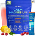 ESUNM Calm Magnesium Drink Mix Packets, Magnesium Glycinate with KSM-66 Ashwagandha, L-Theanine, GABA, Saffron & Vitamin D3, Relaxation, Mood & Sleep Support, Raspberry Lemonade, 20 Stick Packs