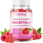 Myo-Inositol & D-Chiro Inositol Gummies, Ideal 40:1 Ratio Supplement for Women with Vitamin D3 & B12 for Support Hormonal Balance & Wellness, Sugar Free, Raspberry, 60 Count