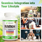 NMNH (Dihydronicotinamide Mononucleotide), NMN Alternative Supplement w/Niacinamide (Vitamin B3), Quercetin, Trans-Resveratrol, Support NAD+, Skin Cell Health*, Anti-Aging & Energy, 120 Caps