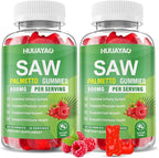 Saw Palmetto Gummies 600mg Saw Palmetto Supplement with Pumpkin Seed Oil, Biotin, Prostate Health Supplements for Men, Advanced DHT Blocker, Hair & Urinary Health Support, Raspberry Flavor, 120 Counts