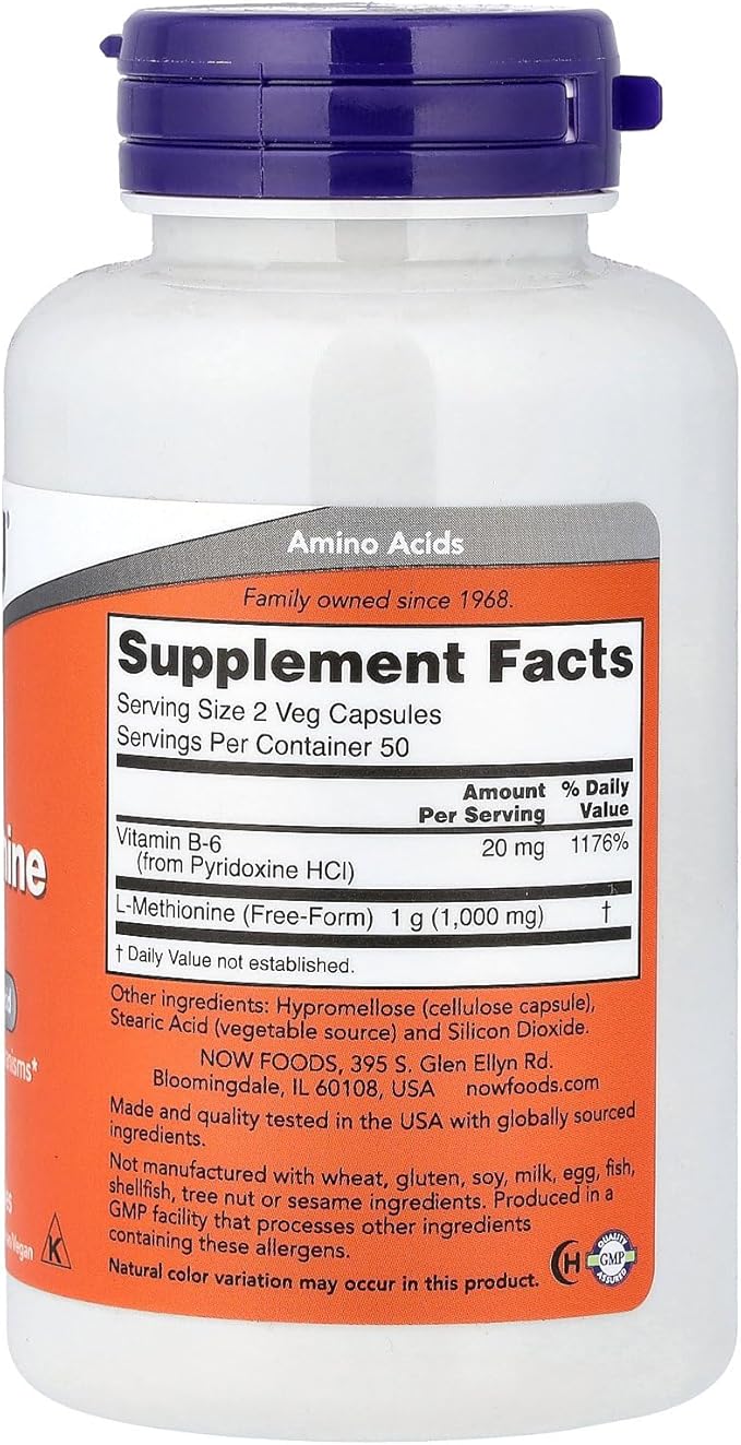 Now Foods L-Methionine 500 mg 100 Caps