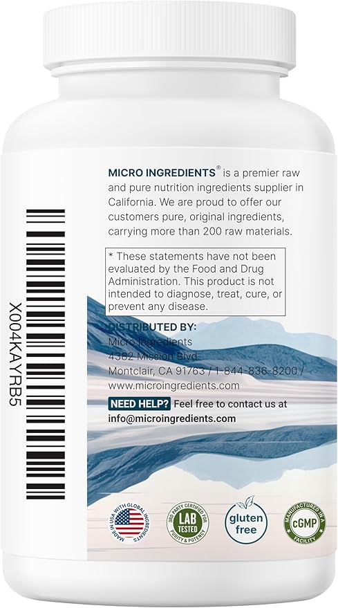 Micro Ingredients Magnesium Glycinate 350mg Per Serving, 240 Veggie Capsules | Potent Elemental Form, 100% Chelated, Highly Bioavailable | Healthy Muscle, Bones, & Mood Support Supplement | Non-GMO