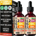 (2 Pack) Vitamin B12 and B6 Liquid Drops, B12 Sublingual Vitamin B Complex - B 12 Vitamin 5000mcg - B12 Methylcobalamin for Energy, Brain, Heart Support with 27,200 mcg, Crimson Orange, 80 Servings