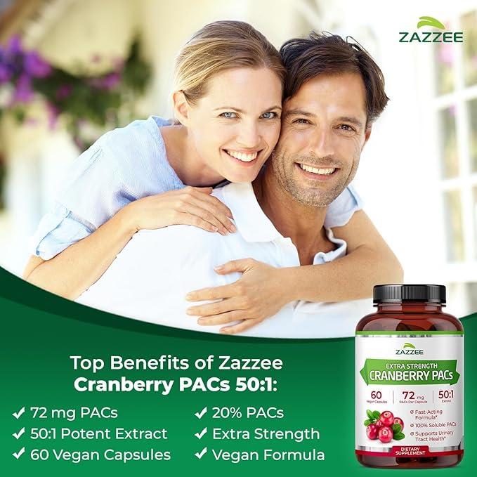 Zazzee Urinary Tract Health Cleanse Bundle | D Mannose Powder Plus Super Concentrated Proanthocyanidin Cranberry Extract Capsules for Women | Non-GMO Vegan & ISO Lab Tested
