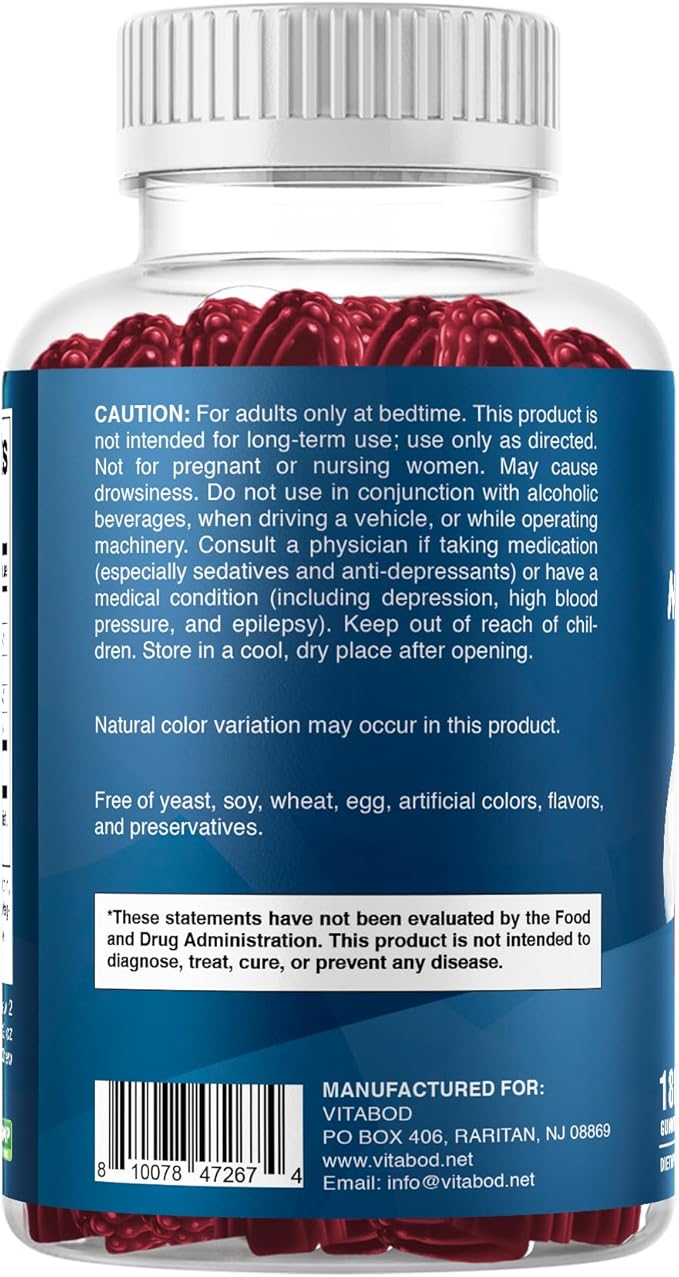 Vitabod Melatonin 20mg Gummies - 180 Count - Drug Free - Natural Strawberry Flavor - Vegetarian, Non-GMO, Gluten Free (2 Bottles)