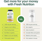 Fresh Nutrition Organic Lions Mane Mushroom Capsules - Strongest DNA Verified Formula - Rich in Alpha Glucan - Powerful Superfood Supplement - Brain, Immune System Benefits - Vegan Friendly