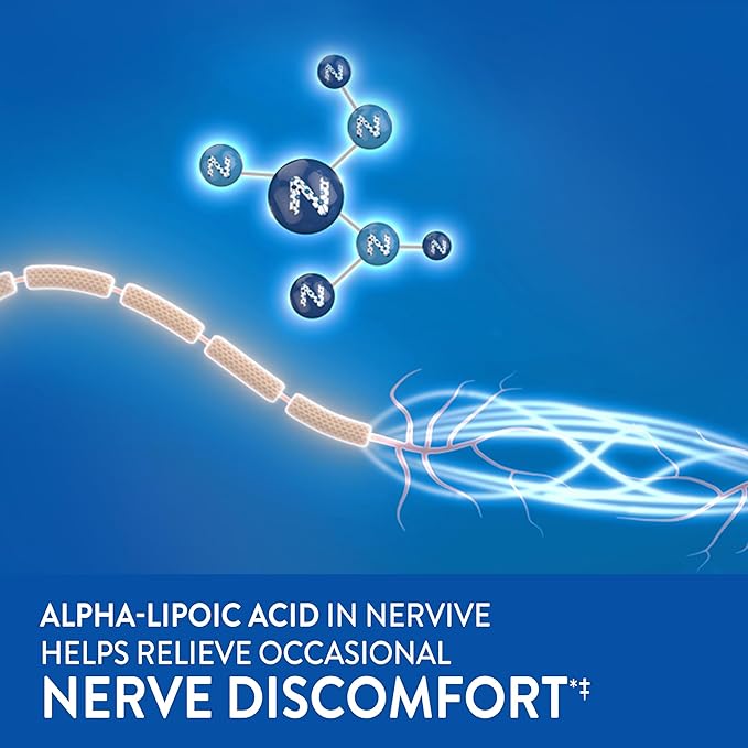 Nervive Nerve Relief, Occasional Nerve Discomfort II, Nerve Relief, Starts Working in 7 Days, Stabbing, Burning, Alpha Lipoic Acid, B Vitamins, Turmeric, Ginger, Nervive Supplement, 30 Tablets