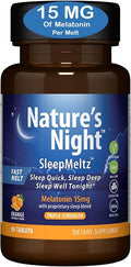 Zero Brands Nature's Night Triple Strength Quick Dissolve Melatonin 15mg with Supportive Blend | Natural Orange Flavor | 90 Count | Sugar Free, Vegan, Non-GMO, Drug Free
