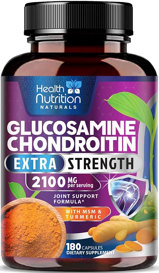 Glucosamine Chondroitin MSM Complex - 3X Strength Joint Support Supplement with Glucosamine Sulfate, Turmeric, Boswellia - For Cartilage, Mobility & Flexibility - Bottled in USA - 180 Capsules