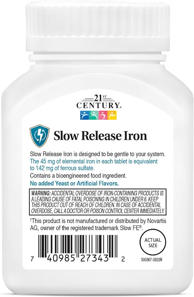21st Century Slow Release Iron Tablets, 60 Count