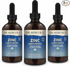 Dr. Mercola Zinc Liquid Drops - Supports Immune & Organ Health - 15 mg Organic Zinc Liquid Drops - USDA Organic - NSF Certified - Non-GMO, Gluten-Free & Soy-Free - 3.88 fl oz (3 Pack)