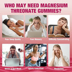 2 Pack Magnesium L-Threonate Gummies 1000mg, Sugar-Free Magnesium Threonate Supplement for Kids & Adults, Nervous & Muscle System Support, Non-GMO, Raspberry Flavor, 120 Count