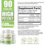 LIIFE Vitamin K2 600mcg Supplement with MK-7 100mcg & MK-4 500mcg,90 Vegetable Capsules for Bone & Cardiovascular Health | Non-GMO & Gluten Free