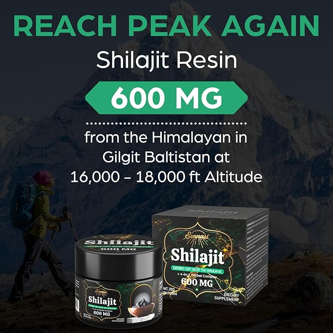 600 MG Shilajit Resin - Shilajit Supplement with Fulvic Acid & 85+ Trace Minerals for Energy, Immunity, Brain Power, 30 Grams