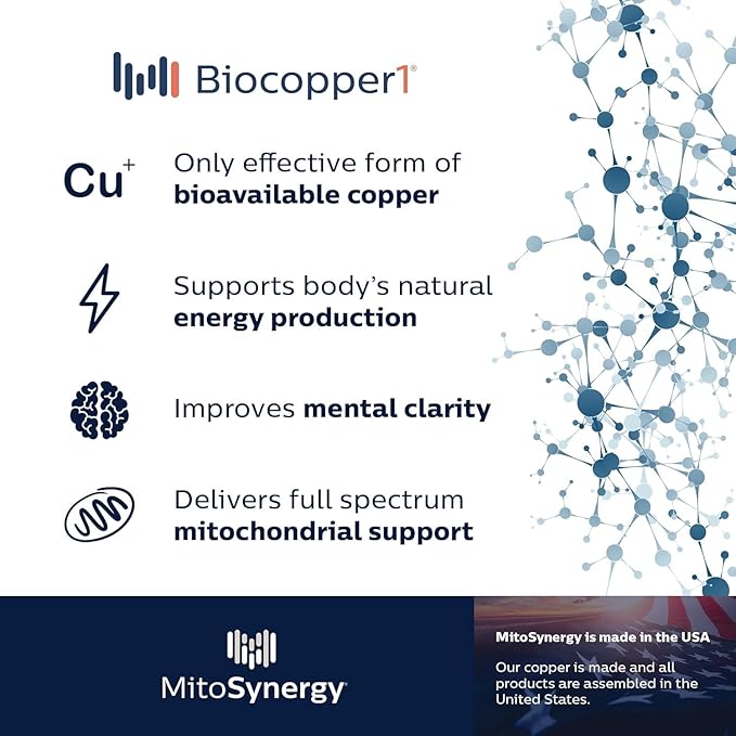 MitoActivator EX - BioCopper1 Cu1 (Cunermuspir) 0.5mg Extra Strength Bioavailable Copper - Mitochondrial NAD+ ATP Booster, Anti-Aging, Anti-Graying, Tick Immune Support