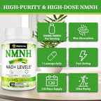 NMNH (Dihydronicotinamide Mononucleotide), NMN Supplement, 500mg per Serving NAD Supplement to Boost NAD+ Levels As We Age for Women & Men, Anti-Aging, Energy, Focus, 120 Count