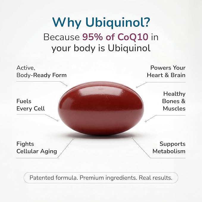 WELLNESS EXTRACT BioQuinol Ubiquinol (CoQ10) with Geranylgeraniol – Master Antioxidant for Heart Health, Cellular Energy 150mg 60 Softgels