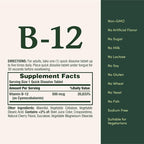 Nature's Bounty Vitamin B12, Supports Energy Metabolism and Nervous System Health, 500mcg, 100 Quick Dissolve Tablets