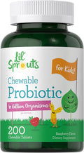 Carlyle Probiotics for Kids Chewable | 200 Count | 6 Billion CFUs | Raspberry Flavor | Non-GMO & Gluten Free Supplement | by Lil' Sprouts