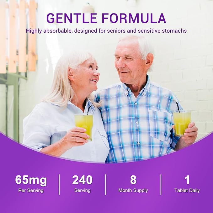 Heivy Ferrous Sulfate 325mg with Vitamin C (65 mg Elemental Iron), Non-Constipating 240 Vegan Tablets (8 Month Supply) Iron Supplement for Women - Non-GMO, Vegan - Made in USA