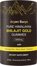 Natural Himalayan Shilajit Gold Gummies – 3000mg Shilajit with KSM-66 Ashwagandha, Gokshura & Black Musli, No Added Sugar Energy & Stamina Support Supplement for Men & Women – 60 Gummies